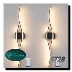 Daunton Modern Wall Sconce set of Two with Remote Control, Dimmable LED Wall Sconces Lighting set of 2, Black Wall Light with Timer, LED 

