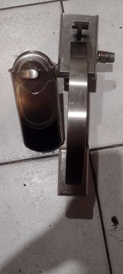 Satin Nickel Door Handle Set with Smart Lock