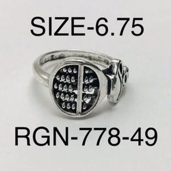 Silver Tennis Racket Design Ring For Women: RGN-778-49/Size-6.75