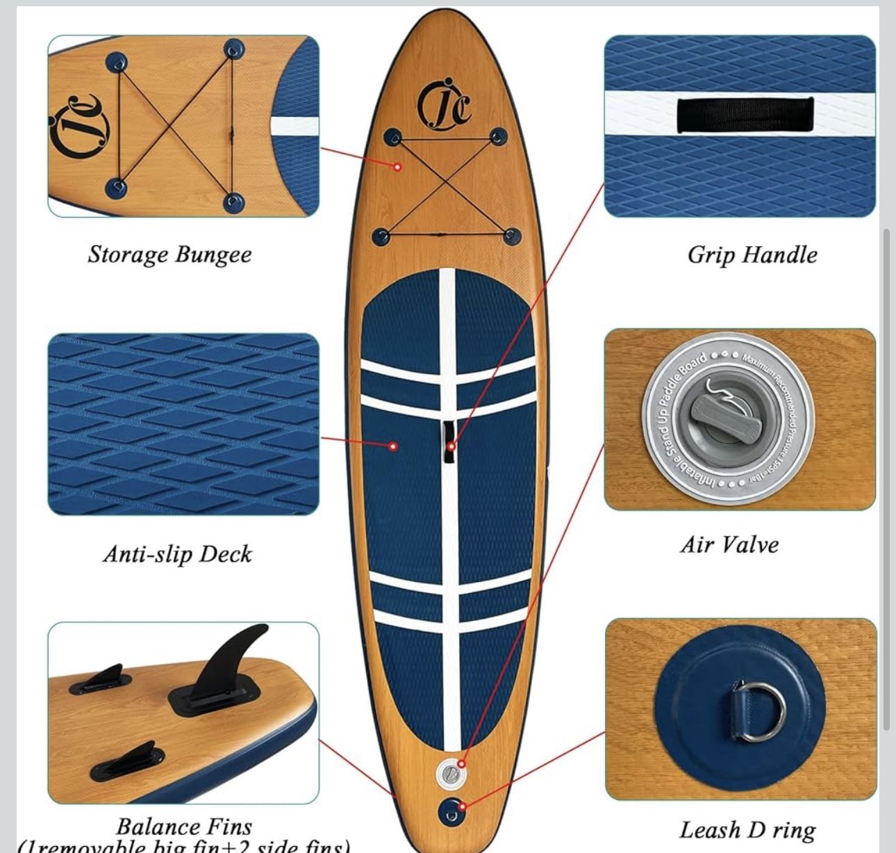 Inflatable Stand Up Paddle Board (6 Inches Thick), ISUP Package W/Premium SUP Accessories & Backpack, Non-Slip Deck,Fins, Adjustable Paddle, Leash, Ha