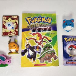 Lot of 6 Vintage Pokémon Items Book, Rules for Cards Game, Figures Toys Nintendo