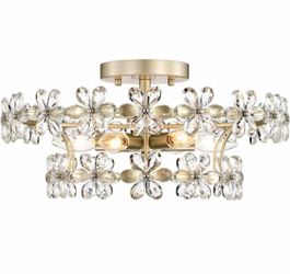 Crystal Flower Chandelier 6-Light Ceiling Light