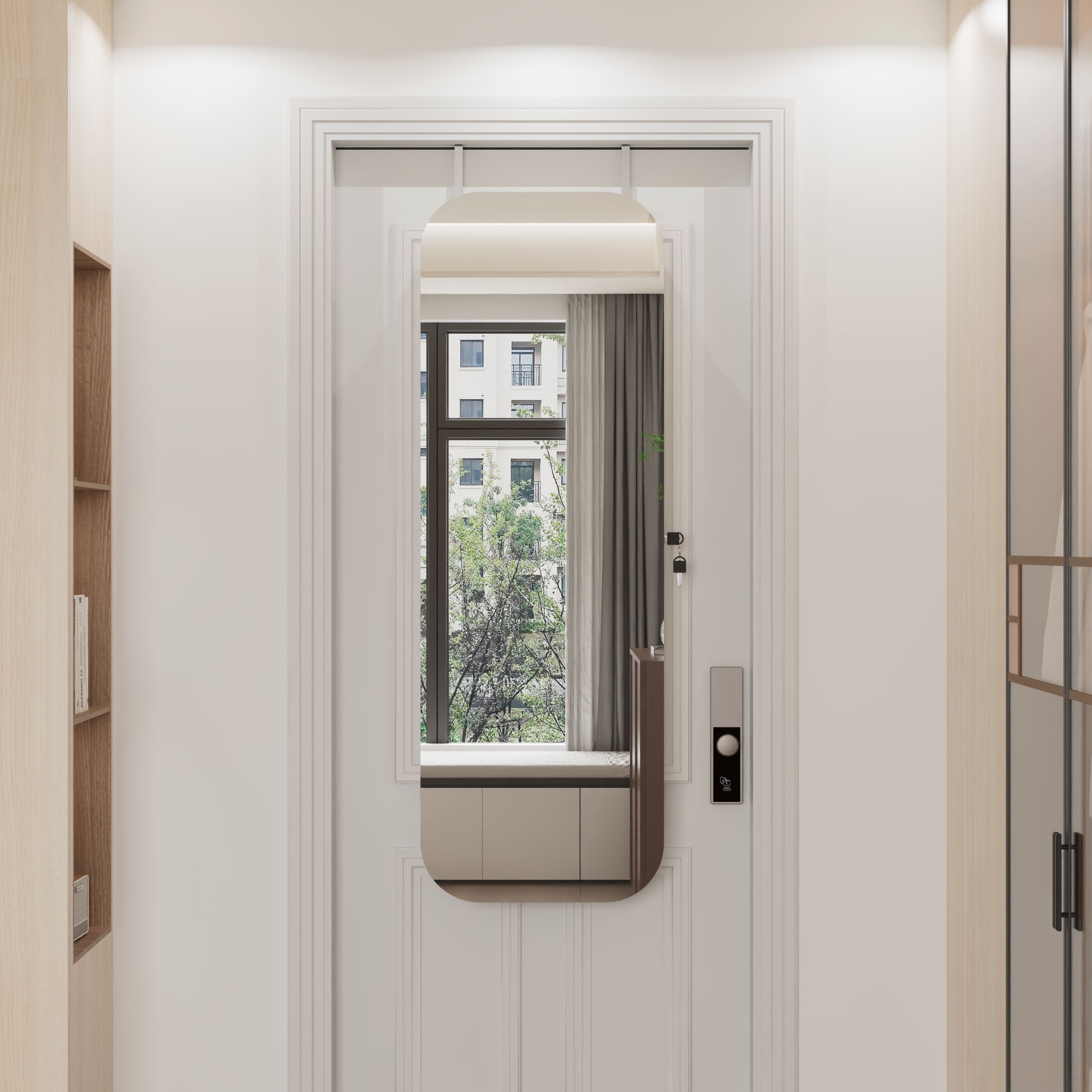 Jewelry Cabinet Armoire with Full Length Mirror, Door or Wall Mounted, Jewelry Armoire Organizer, Lockable Storage Cabinet, Interior Lighted Mirror, I