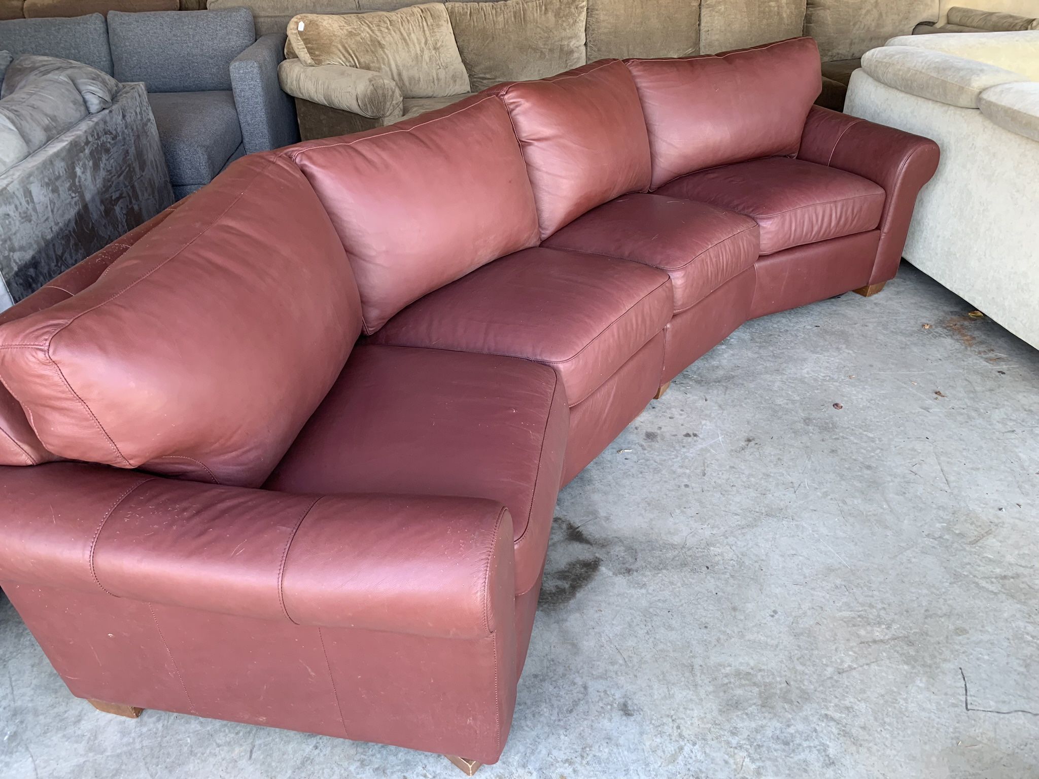 Red Leather Couch “WE DELIVER”
