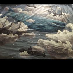 Sky whales sea room wall tapestry 5 feet