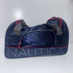 Nautica Duffle Bag Blue & Red  Gym Travel Bag Shoulder Strap & Shoe Compartment