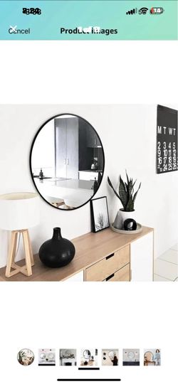 Round mirror, black round mirror 24 inch