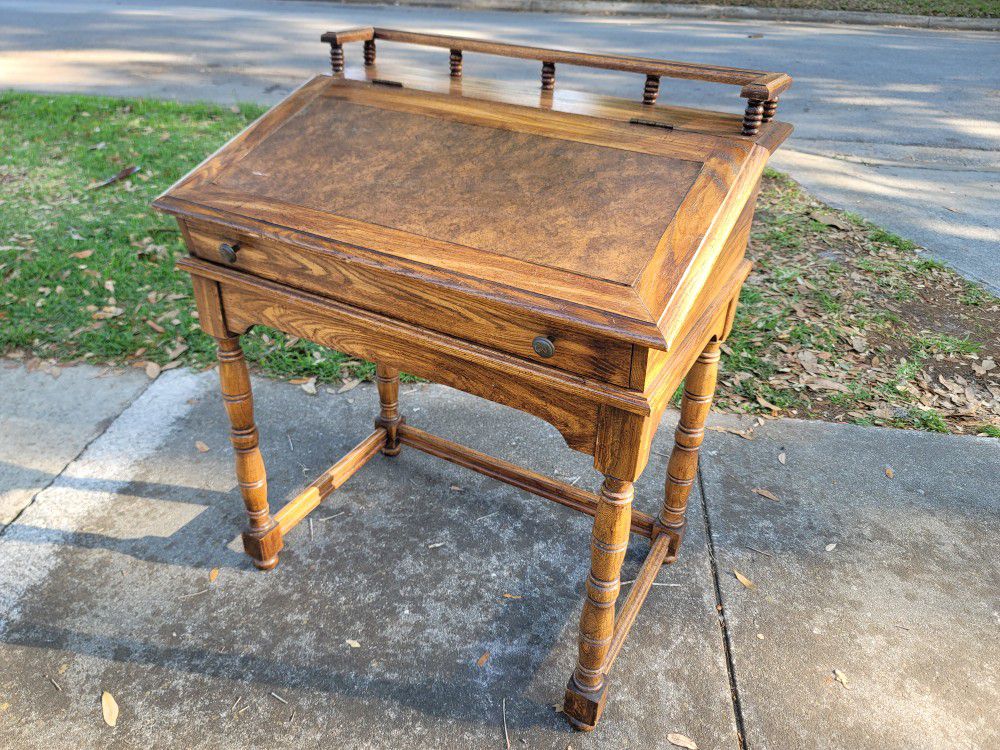 Antique Vintage Oak Solid Wood Desk