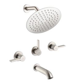 POP SANITARYWARE 3 Handle Tub and Shower Faucet Set Brushed Nickel Bathtub Faucet Set with Tub Spout, Tub and Shower Trim Kit with Valve