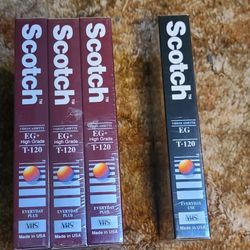 4 Brand New Scotch EG T-120 Blank Video Cassette Tapes For $15