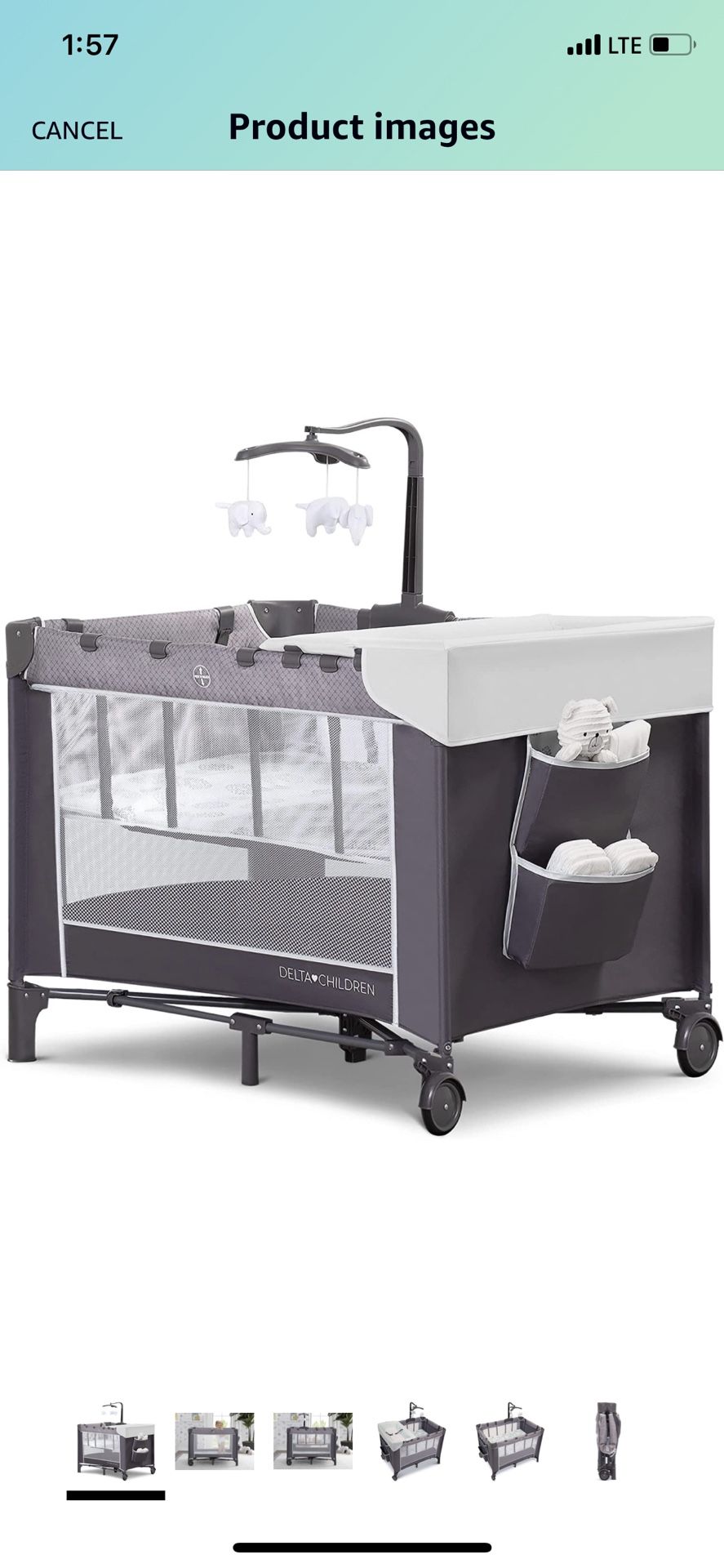 Delta Children LX Deluxe Portable Baby Play Yard With Removable Bassinet and Changing Table, Eclipse