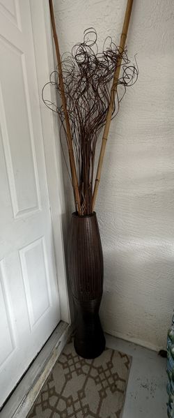 Tall Plant Vase w/ Branch Decor