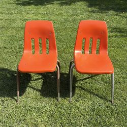 2 Orange School Chairs!