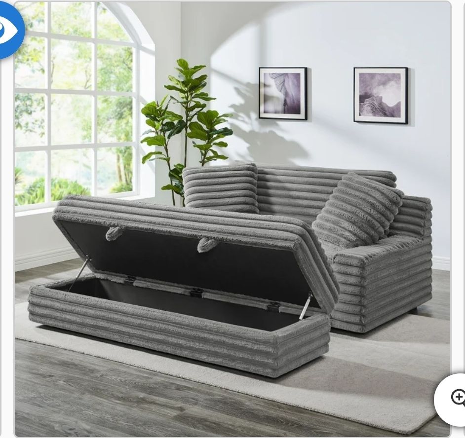 Thomasville Wills Fabric Oversize Chair and Storage Ottoman