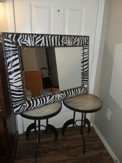 Black & White Zebra Pattern Large Wall Mirror