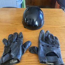 Leather Gloves And Helmet 