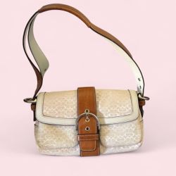 Vintage white monogram double pocket soho