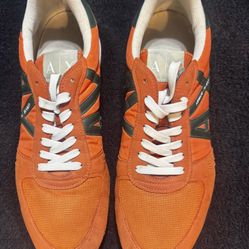 Armani Exchange Men's Rio Retro Running Sneakers - Orange - Size 13