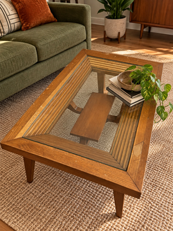 Vintage Solid Wood & Glass Coffee Table – Mid-Century Style - $149 OBO