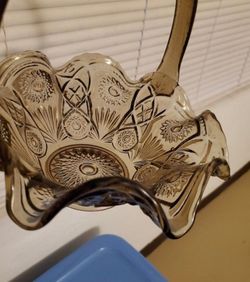Glass fruit basket decor (have scratches)