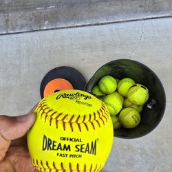 Softball Bucket Of Balls for Pitchers 