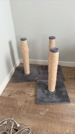 Heavily used scratching posts 3x
