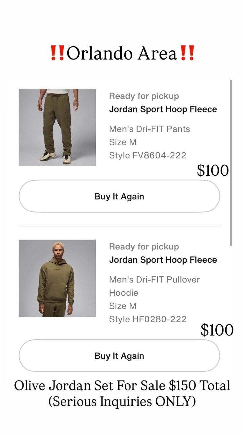 Jordan Dri-Fit Set, Olive Green, Medium