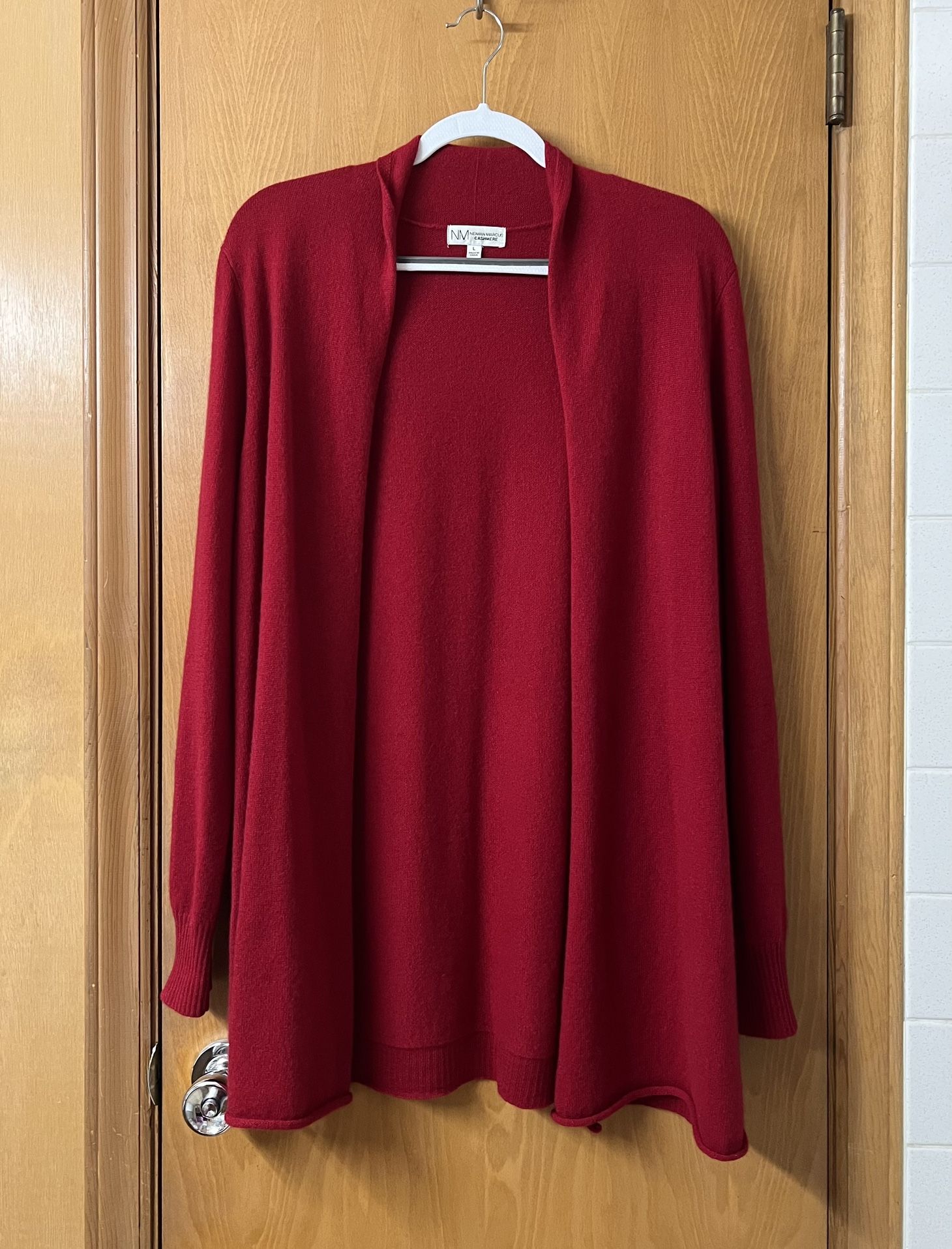 Neiman Marcus Red Cashmere Cardigan Sweater - LIKE NEW!!!