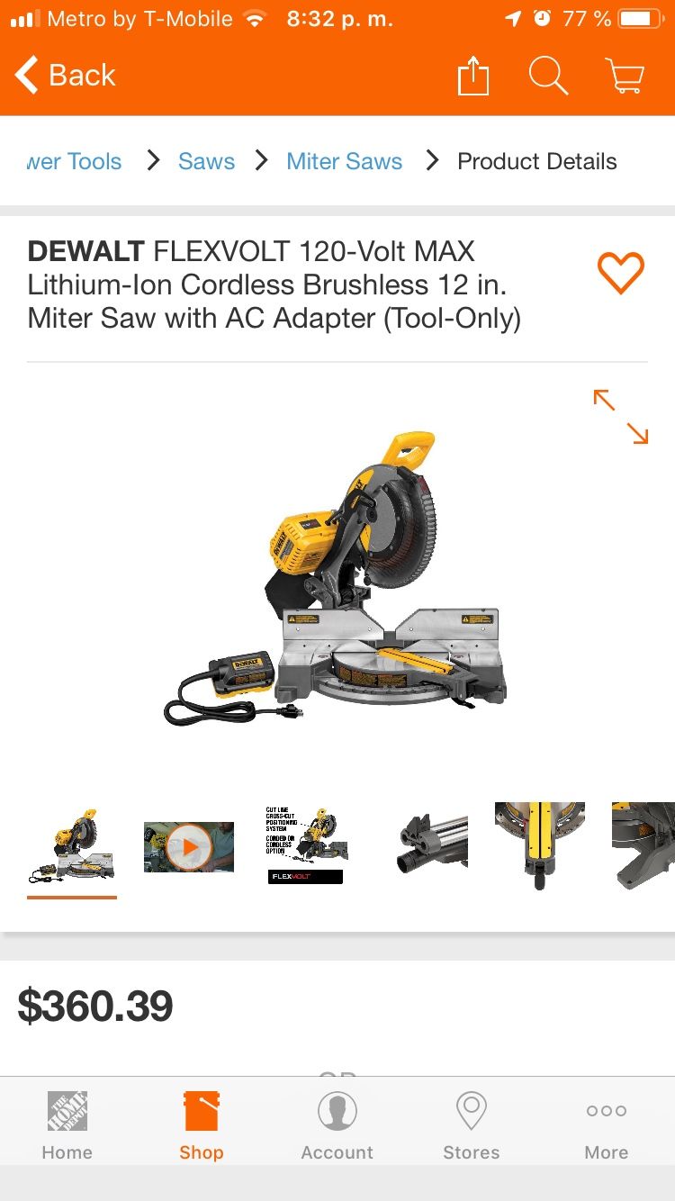 DEWALT FLEXVOLT 120-Volt MAX Lithium-Ion Cordless Brushless 12 in. Miter Saw with AC Adapter (Tool-Only)