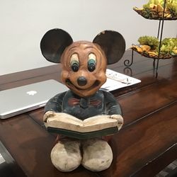 Vintage 1960’s Mickey Mouse Solid Wood Carving