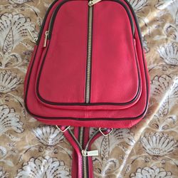 Valentina Red Leather Backpack