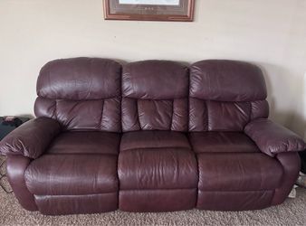 Leather couch - brown with reclining seats