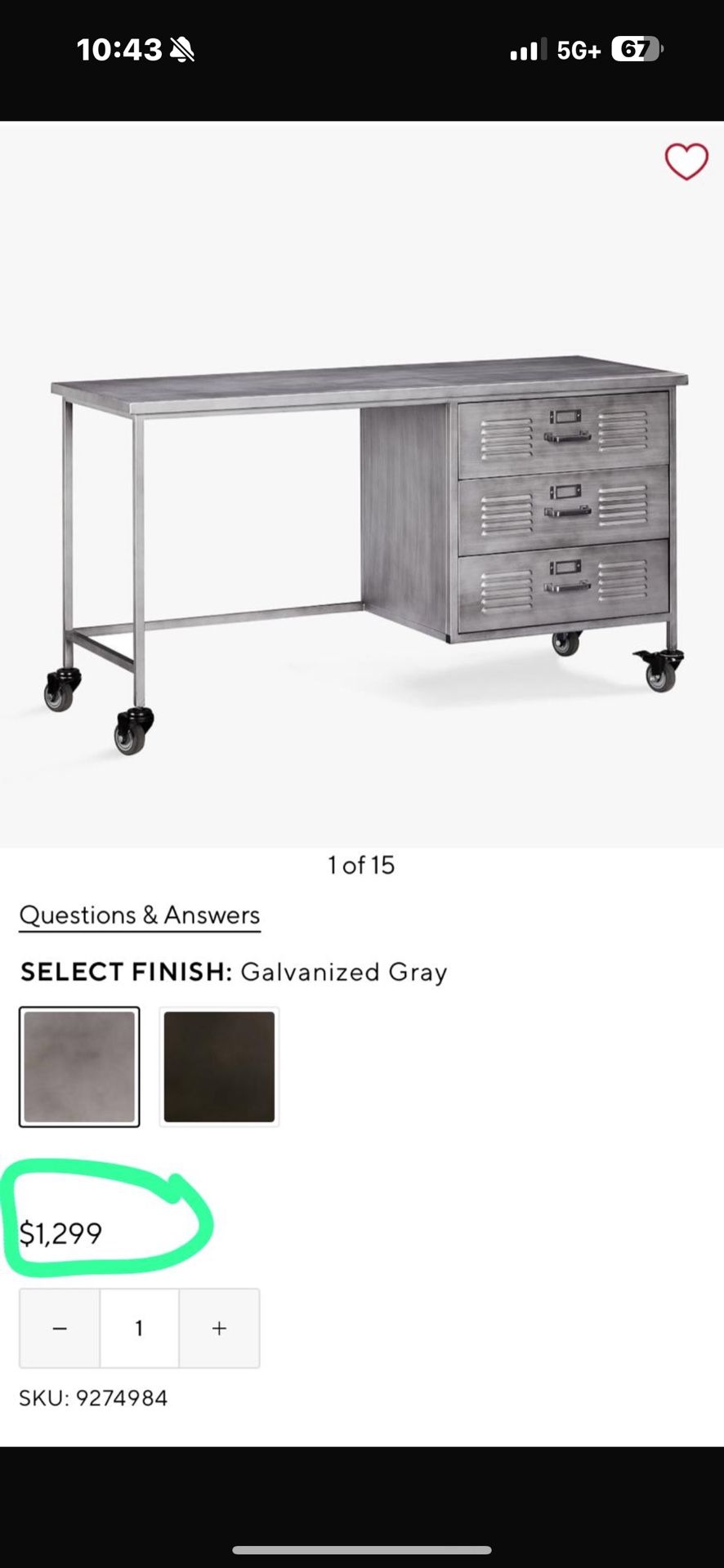 Pottery Barn Desk