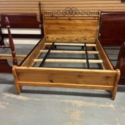 Pine Wood And Metal Queen Size Bed (in Store)