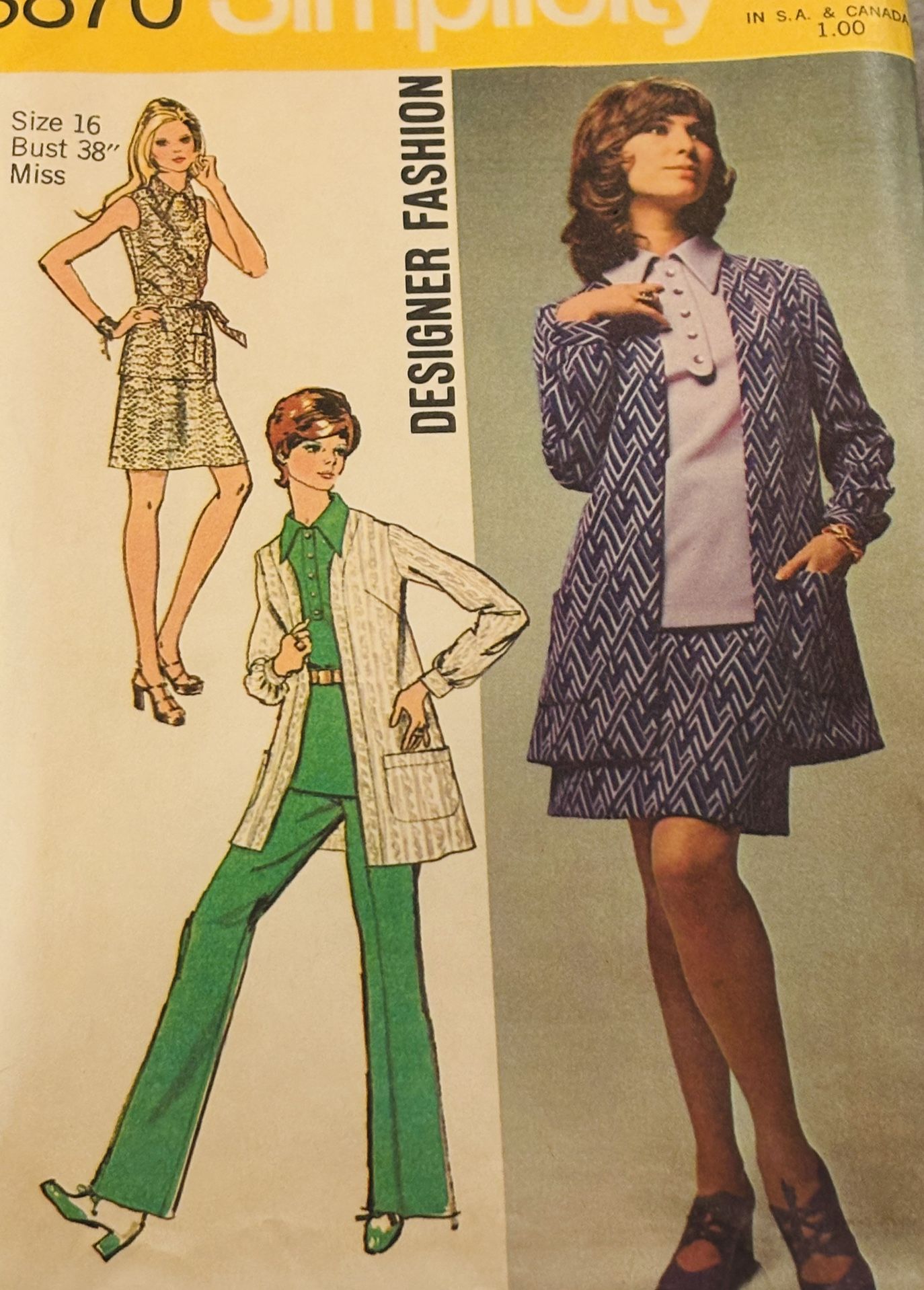 Vintage Simplicity Pattern 8870 Unlined Jacket Skirt and Pants Size 16 Uncut