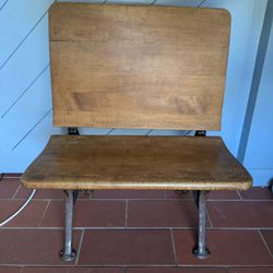 Antique Wooden And Cast Iron Schoolhouse Chair