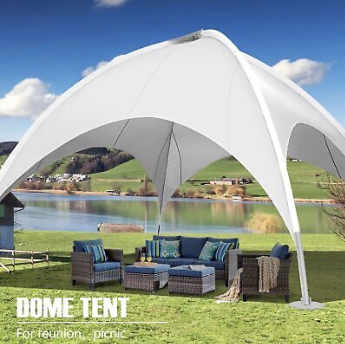 16'x16' Party Canopy Heavy Duty Steel Patio Gazebo, 6-10 Person Dome Tent