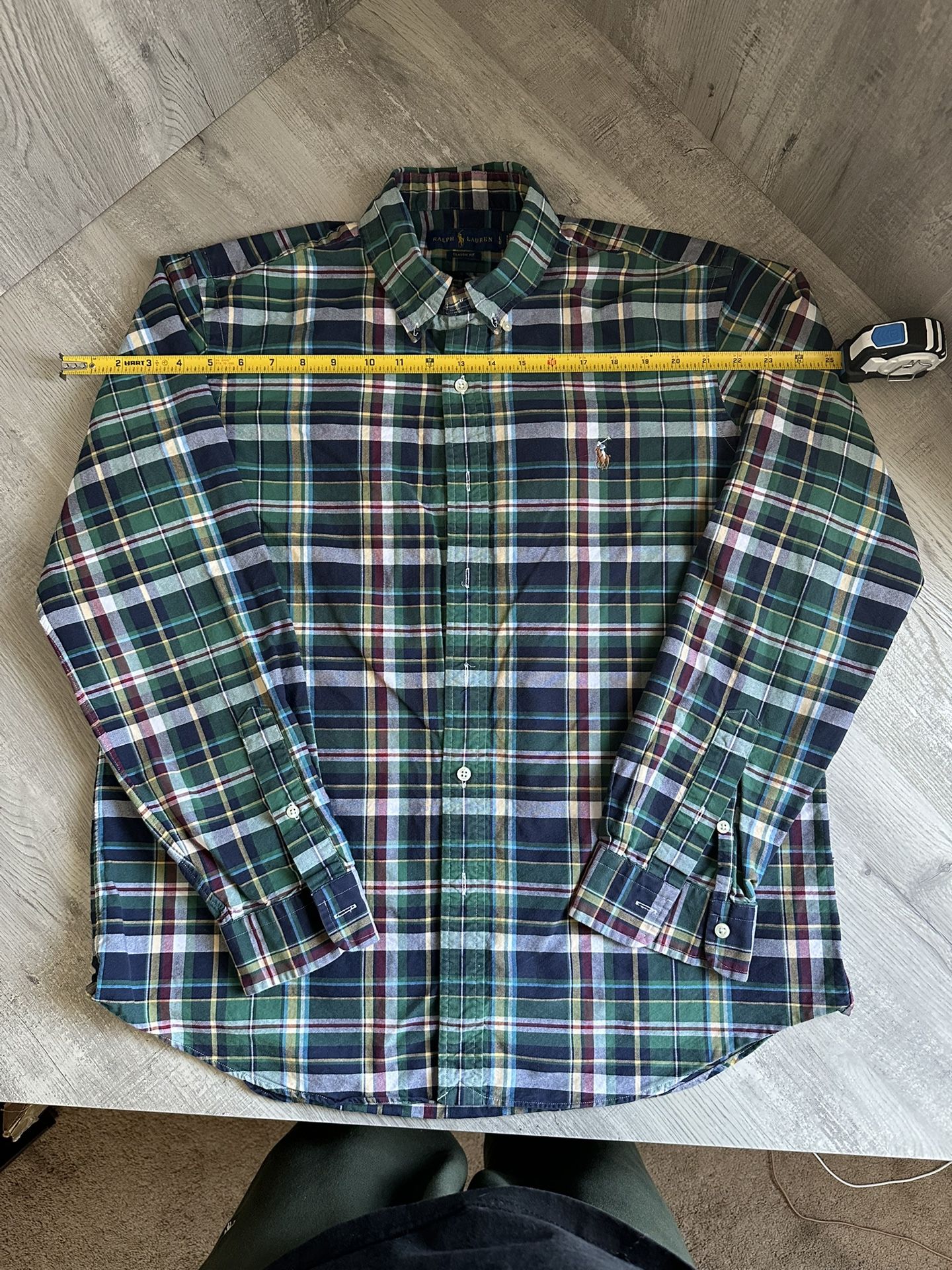 Polo Ralph Lauren Classic Fit Plaid Oxford Shirt Celtic Green/Sun Multi LG