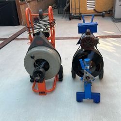 Main Line Comercial Drain Snakes Auto Feed  Cable3/4”x100’long Whit Auto Feed Good Conditions $1100 Each 