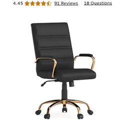 Desk chair - black with gold trim