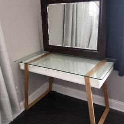 Glass-Top Desk — White Frame — Amazon Model — $85 (OBO)