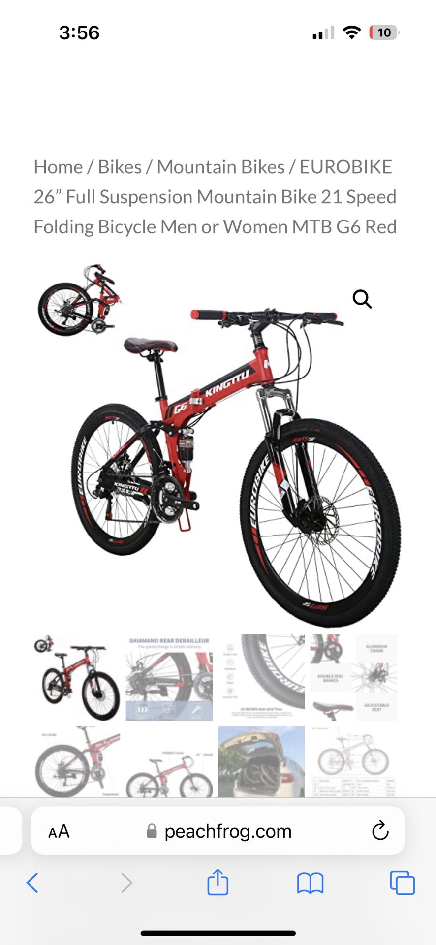 26” Full Suspension Mountain Bike 21 Speed Folding Bicycle Men or Women MTB G6