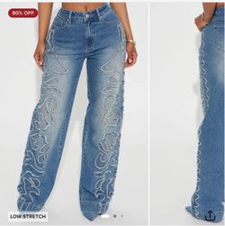 Size 13 Wide Leg Jeans with Appliqué Detail