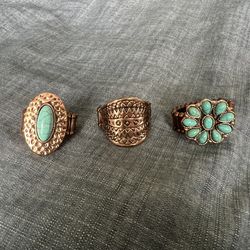 Paparazzi Lot Of 3 Rings Copper Color Stretch Back