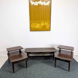Set of 3 MCM Living Room Coffee & End Tables