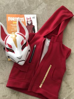 Halloween Costume Youth Large Fortnite Drift Hooded Vest And Mask