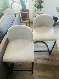 Set of 2 24" Jules Cantilever Armless Upholstered Counter Height Barstool with Footrest Gray/Black - Threshold™