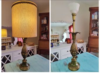 Vintage Brass Lamp Pineapple Torchieri Hollywood Regency MCM Style '70 Kendall area