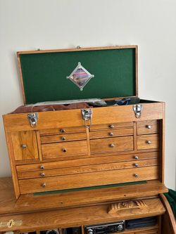 Vintage Wooden Toolbox/ Machinists Chest