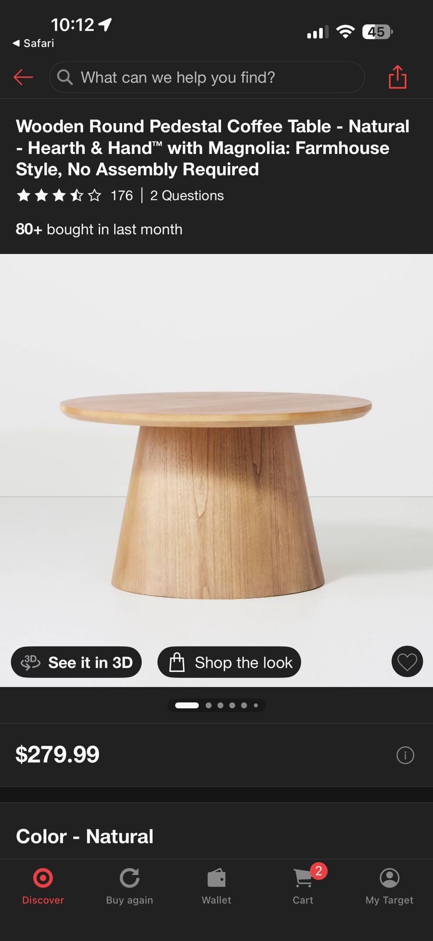 Round Wood Pedestal Coffee Table - Natural - Hearth & Hand™ with Magnolia Round Wood Pedestal Coffee Table - Natural - Hearth & Hand™ with Magnolia